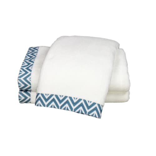 Fibertone Aura Pool Towel, Cotton/Poly Blend, 40x70, 27.0 lbs/dz, Blue Chevron End Hem